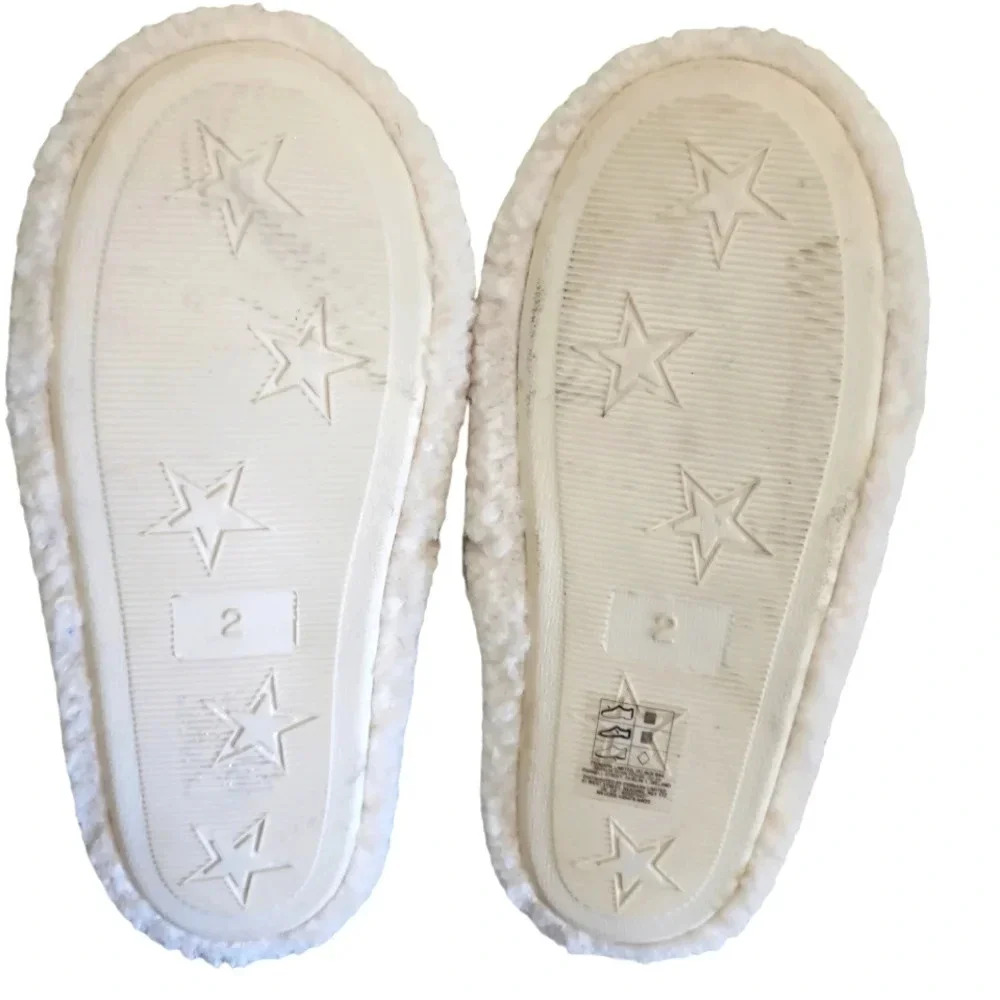 GIRLS REINDEER CHRISTMAS SLIPPERS SLIP-ON SZ US 3 SPARKLE GOLD ANTLERS SOFT - Picture 4 of 5